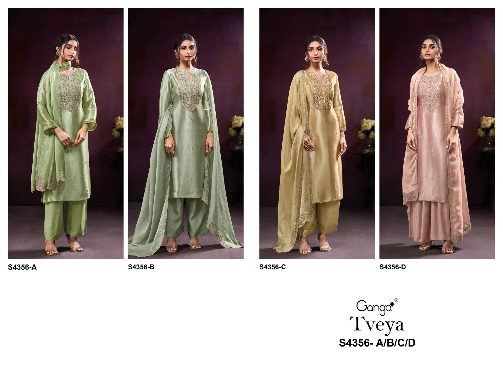 TVEYA 4356 SERIES BY GANGAFASHION Stylish Beautiful Colourful Silk Dresses At Wholesale Price